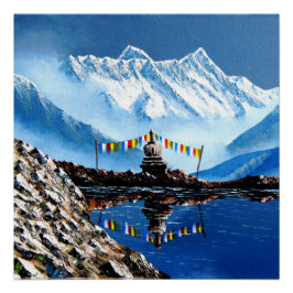 Póster Vista Panorámica De La Montaña Annapurna Nepal