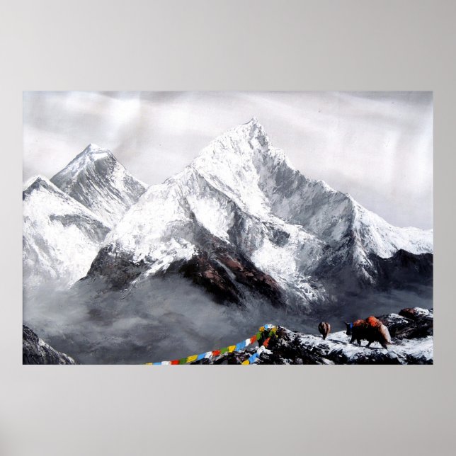 Póster Vista Panorámica De La Montaña Everest (Frente)