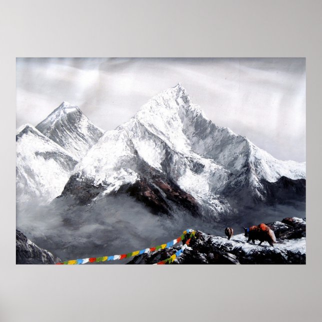 Póster Vista Panorámica De La Montaña Everest (Frente)