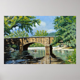 Póster Vista panorámica de la pesca de trucha en Missouri