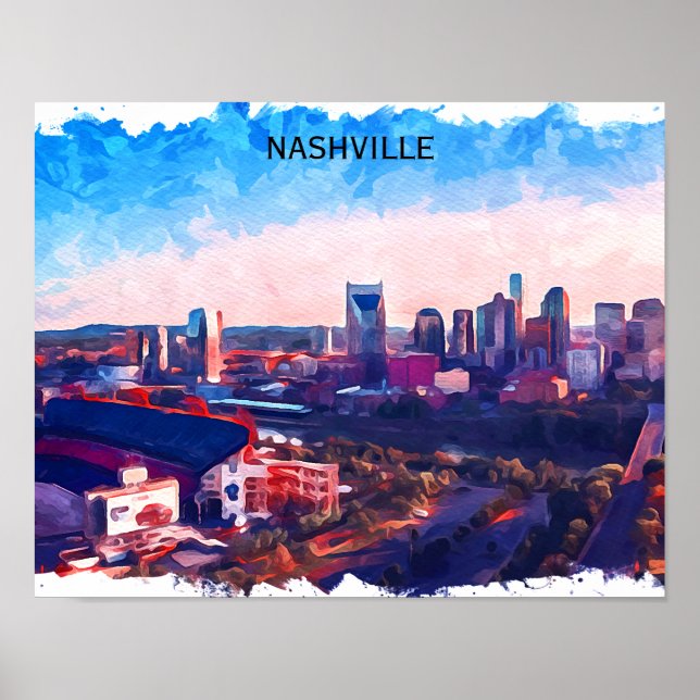 Póster Vista panorámica de Nashville Tennessee (Frente)