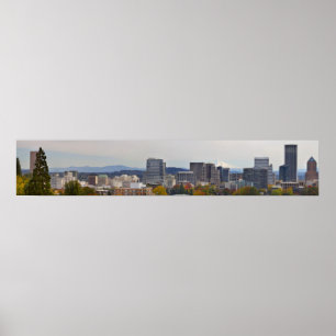 Póster Vista panorámica de Portland céntrica Oregon en