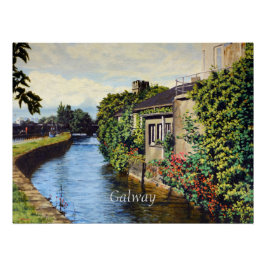 Póster Vista panorámica del Canal de Galway City Irlanda