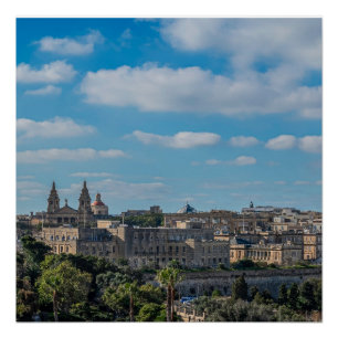 Póster Vista panorámica del casco antiguo de Valletta en