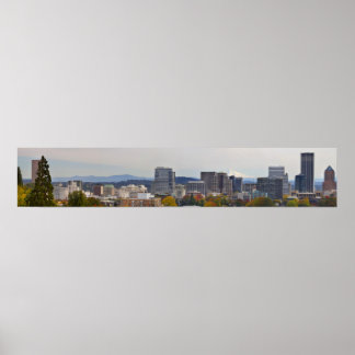 Póster Vista panorámica del centro de Portland Oregon en 