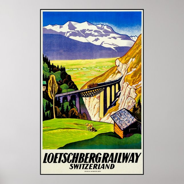 Póster Vista panorámica del ferrocarril de Loetschberg, S (Frente)