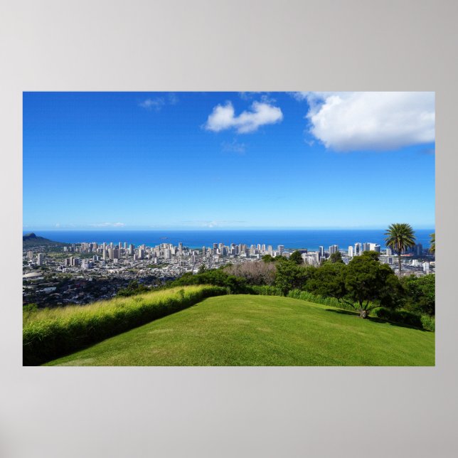 Póster Vista panorámica del Poster Honolulu Hawaii (Frente)