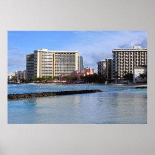 Póster Vista panorámica del Poster Waikiki Honolulu Hawai
