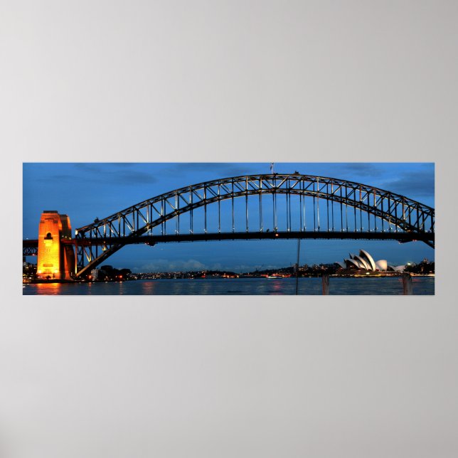 Póster Vista panorámica del puente de Sydney Harbour (Frente)