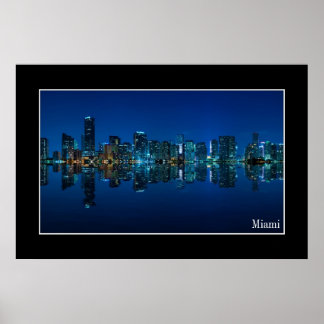 Póster Vista panorámica nocturna de Miami - Poster