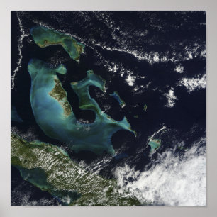 Póster Vista por satélite de las islas de Bahama