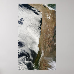 Póster Vista por satélite de las montañas de los Andes