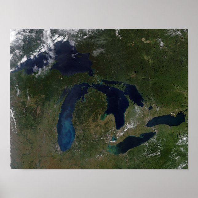 Póster Vista por satélite de los Grandes Lagos (Frente)