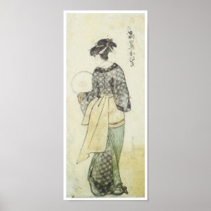 Póster Vista posterior de la belleza de Ohisa, Utamaro, 1