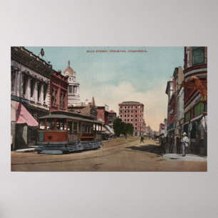 Póster Vista principal de la calle con auto
