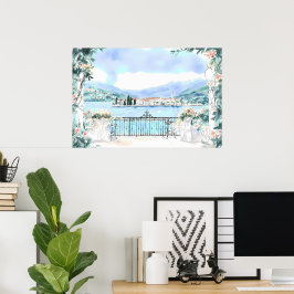 Póster Vista romántica del lago de Como