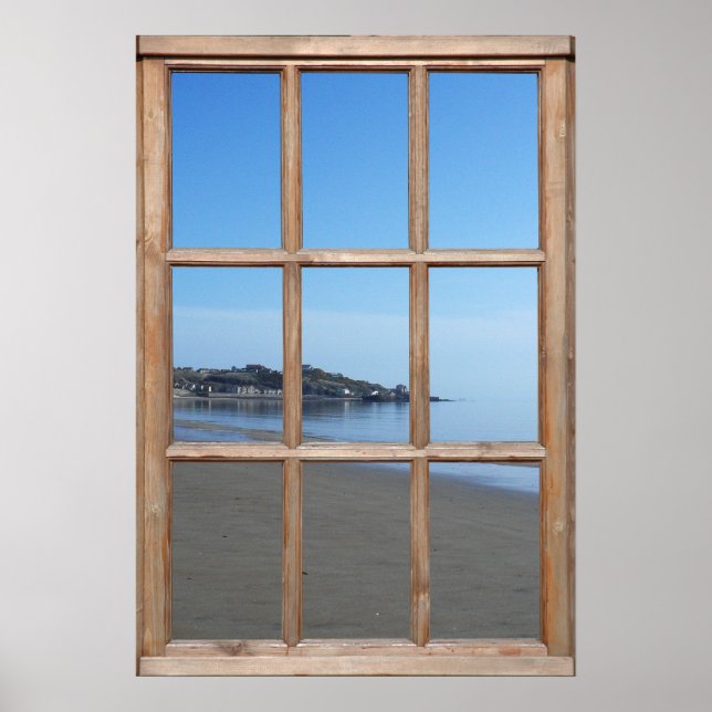 Póster Vista Sandy Beach desde una ventana (Frente)
