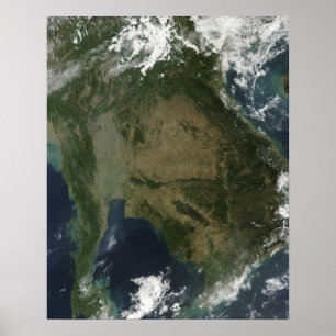 Póster Vista satelital de Indochina