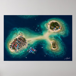 Póster Vista satelital de islotes de barra de arena de al