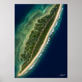 Póster Vista satelital de la laguna de manglares de la is