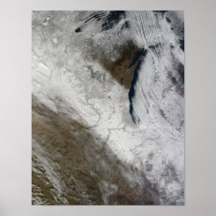 Póster Vista satelital de la nieve y el frío