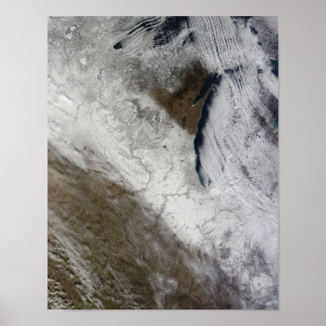 Póster Vista satelital de la nieve y el frío (Frente)