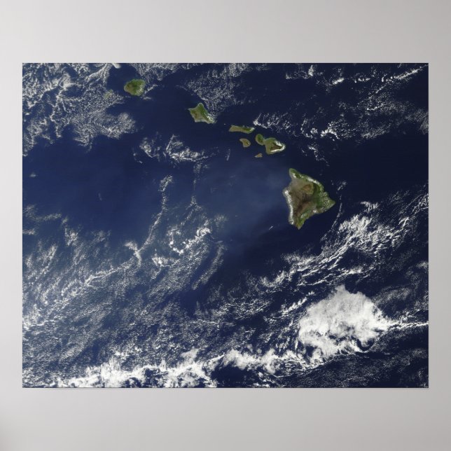 Póster Vista satelital de niebla volcánica (Frente)