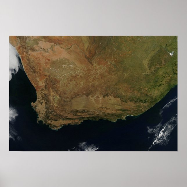 Póster Vista satelital de Sudáfrica (Frente)