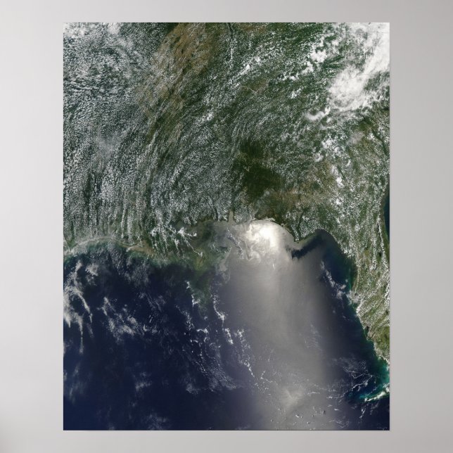 Póster Vista satelital de un derrame de petróleo (Frente)