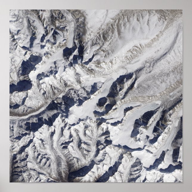 Póster Vista satelital de un glaciar del Himalaya (Frente)