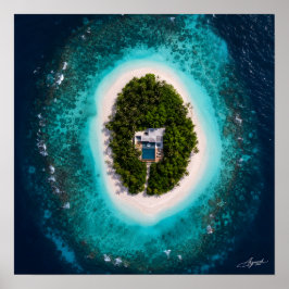 Póster Vista satelital de Villa de lujo en Isla Oval