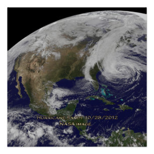 Póster Vista satelital del huracán Sandy