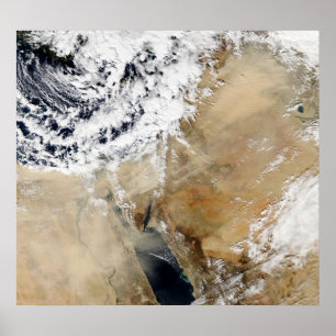 Póster Vista satelital del Mediterráneo oriental