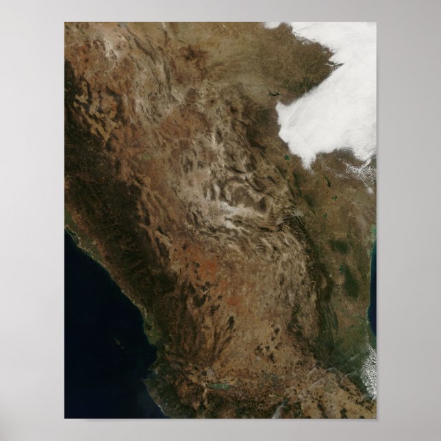Póster Vista satelital del paisaje del centro de México (Frente)