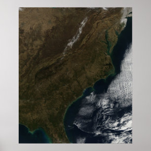 Póster Vista satelital del sureste de Estados Unidos