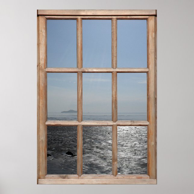 Póster Vista Silvery Beach desde una ventana (Frente)