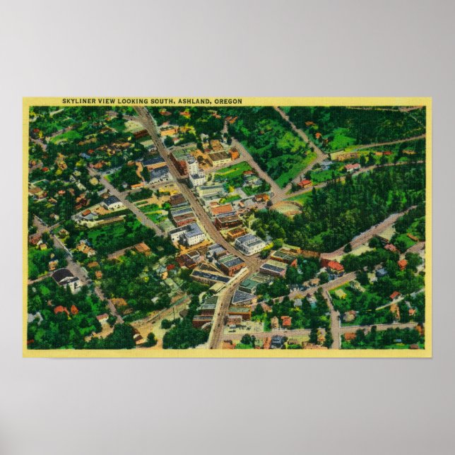 Póster Vista Skyliner con vistas al sur de Ashland, OR (Frente)