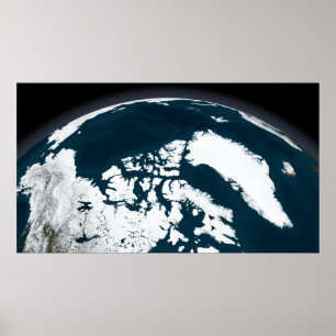 Póster Vista sobre Groenlandia y el Océano Ártico