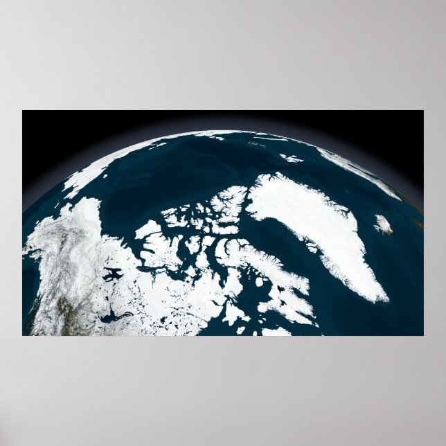 Póster Vista sobre Groenlandia y el Océano Ártico (Frente)