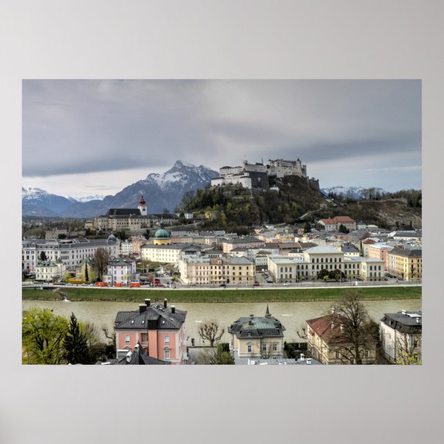 Póster Vista sobre Salzburgo Austria (Frente)