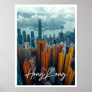 Póster Vista superior de la línea aérea de Hong Kong en C