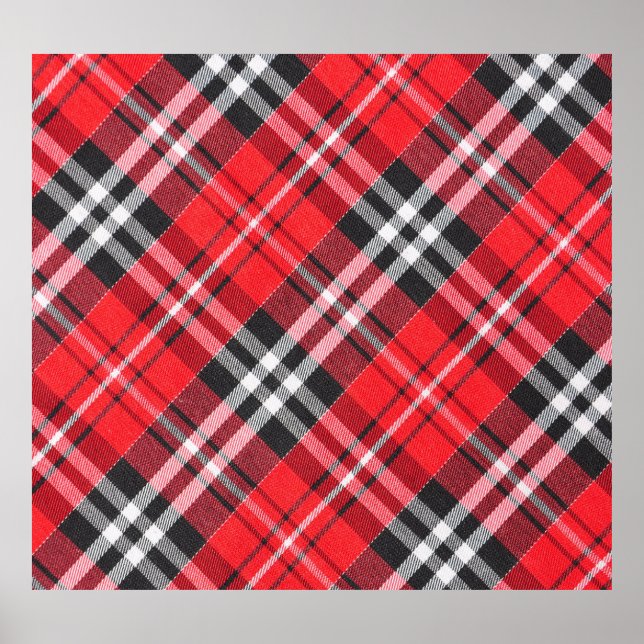 Póster Vista superior del patrón de tela de Tartán (Frente)