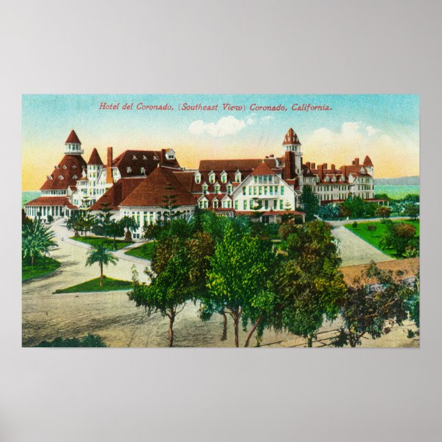 Póster Vista sureste del Hotel del Coronado (Frente)