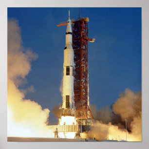 Póster Vista terrestre de la nave espacial de la misión