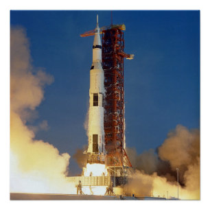 Póster Vista terrestre de la nave espacial de la misión l
