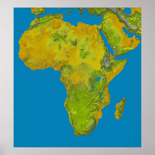Póster Vista topográfica de África