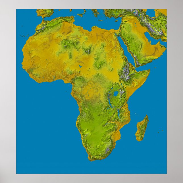 Póster Vista topográfica de África (Frente)