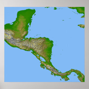 Póster Vista topográfica de Centroamérica