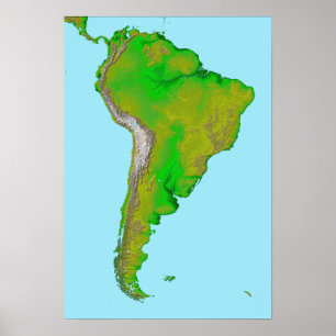 Póster Vista topográfica de Sudamérica