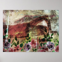 Póster Vista trasera de una mujer con una espada detrás d